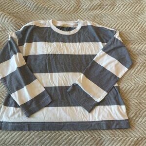 Madewell Kids Long Sleeve Shirt in Gray and White Stripes
